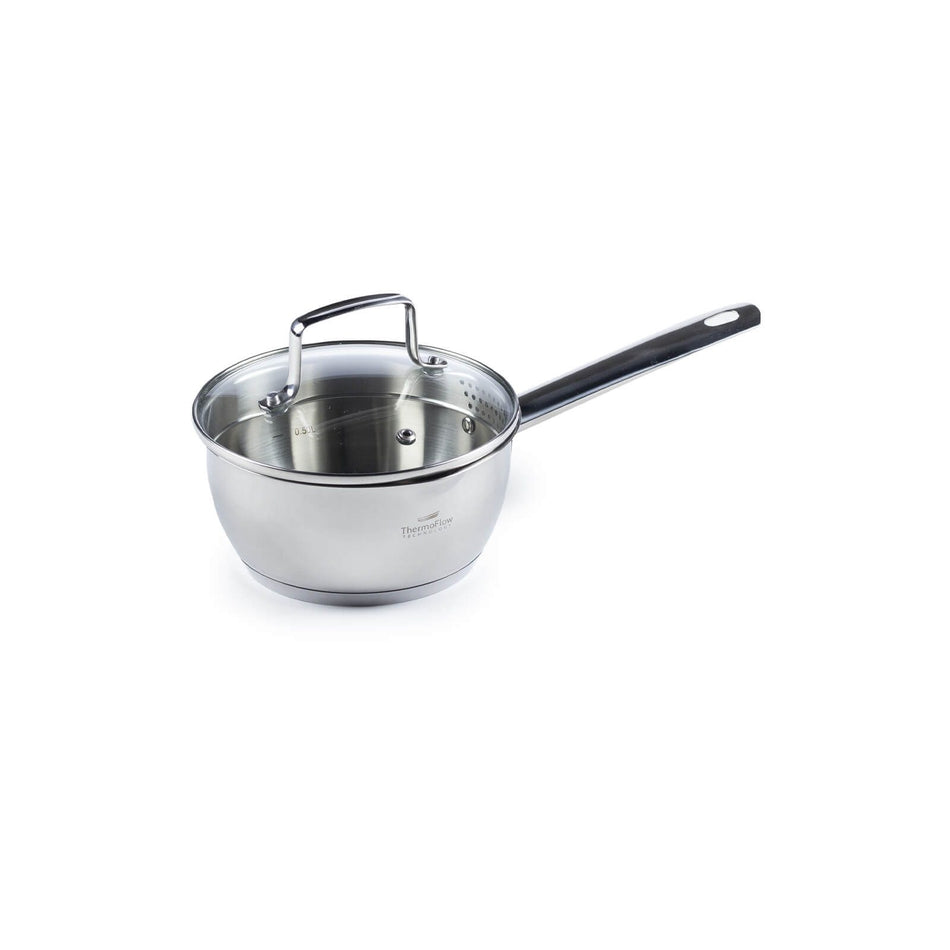 Nerūsējošā Tērauda Mērču Katliņš ar stikla vāku Rosmarino Pour&amp;Cook II, 1 l - 16 cm