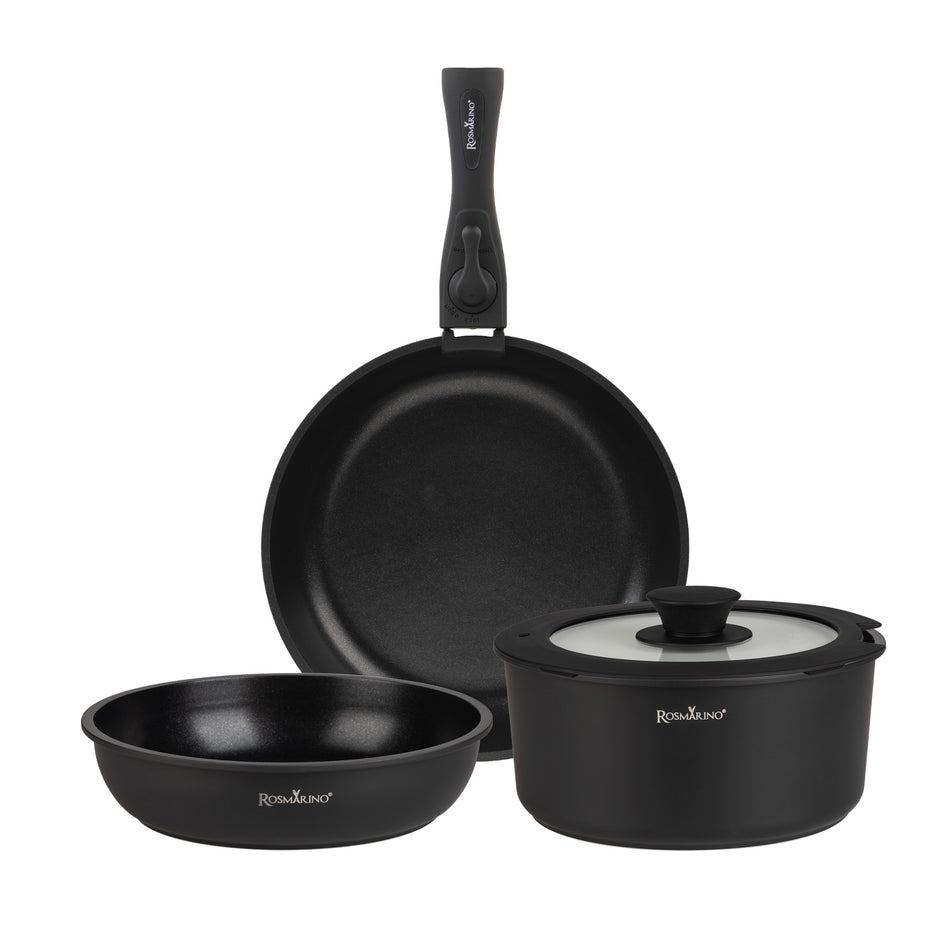 5 daļu virtuves trauku komplekts ar noņemamu rokturi Rosmarino Click&Cook