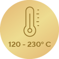 Temperatūras diapazons 120–230 °C2